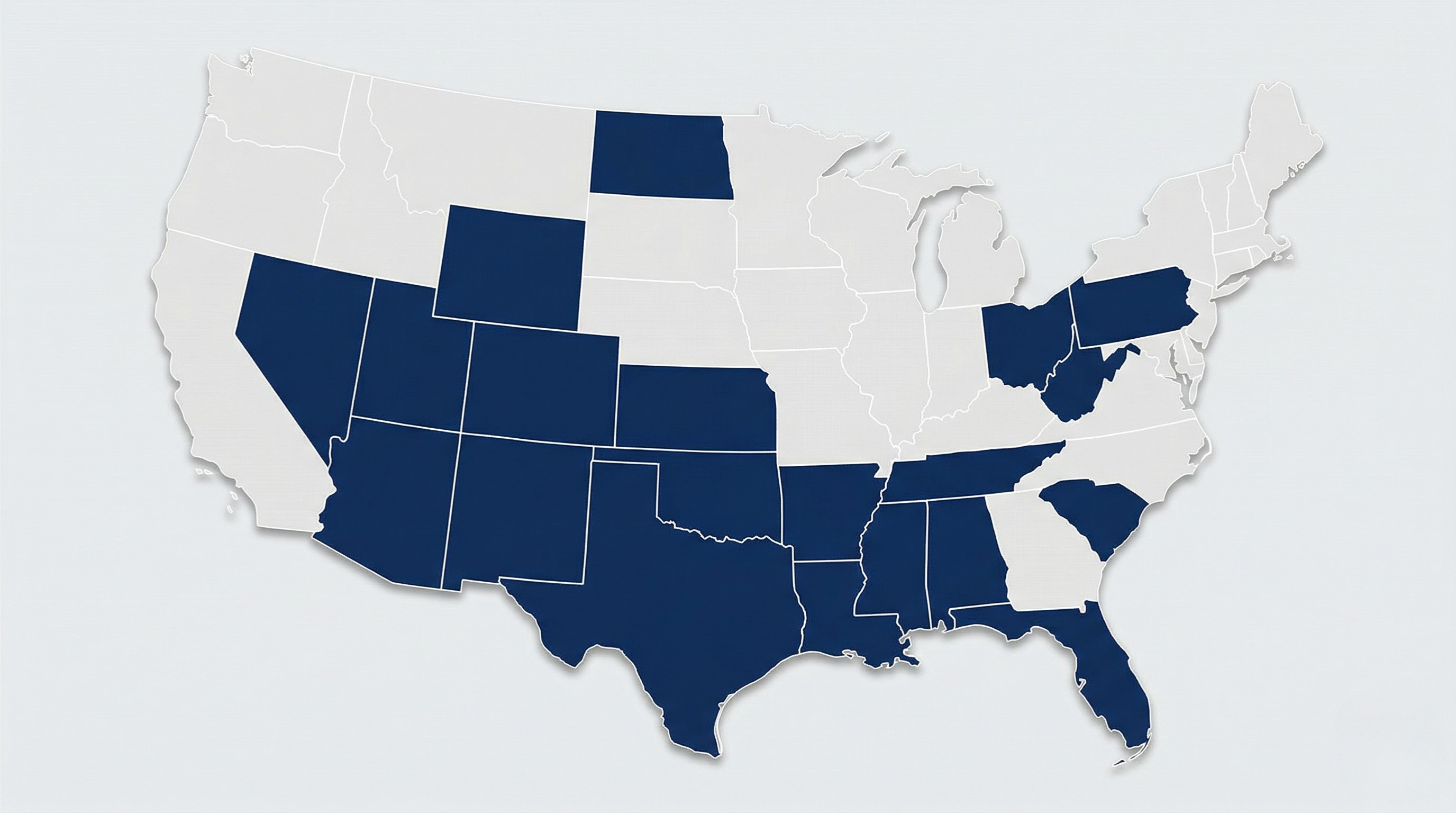 Map of the 20 states where Dow Land has done business